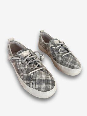 Sperry Crest Vibe Sneakers Women Grey Plaid Low Top Lace Up Size 5.5 NWT